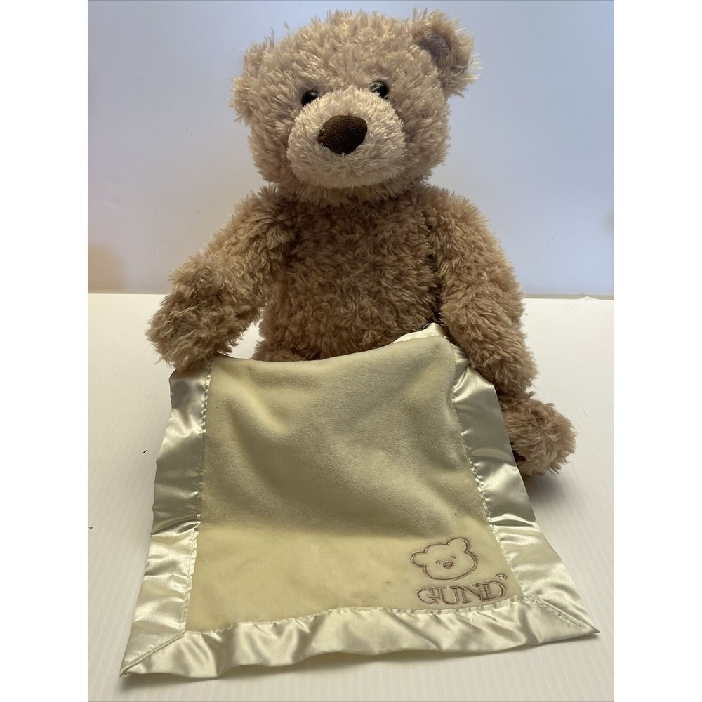 Baby Gund Peek A Boo Bear 320193 Brown Talking Teddy Blanket Plush Soft Animal